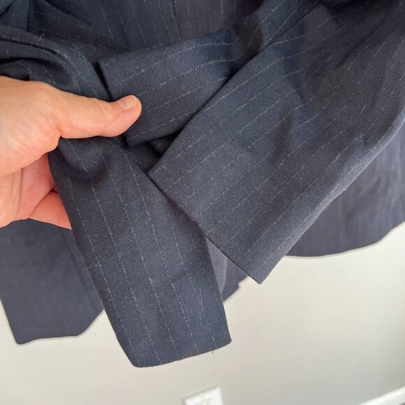 SPANX Womens Perfect Collarless Blazer MEDIUM Navy Grey Pinstripe Ponte - Picture 7 of 10